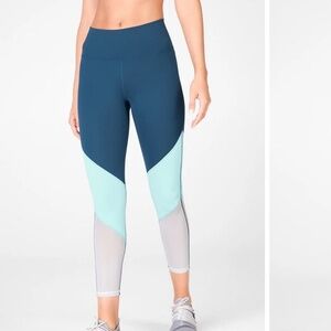 Fabletics 3X zone high-waisted powerhold leggings‎ gray blue